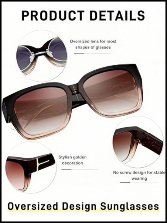 Oversized Square Polarized Fit Over Sunglasses 2 Pack main image 5